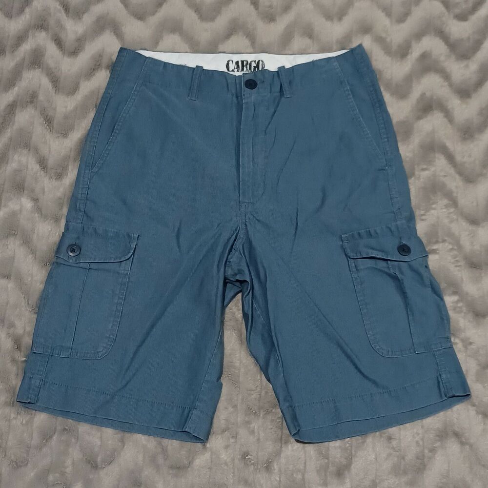 Roundtree And Yorke Mens Size 30w Blue 100% Cotton Cargo Shorts